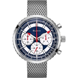 Bulova Mens Archive Series Chronograph C 6-Hand Chronograph Precisionist Stainless Steel Mesh Watch with Interchangable Blue Leather Strap; Sapphire Crystal Style: 96K101