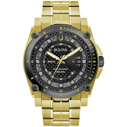 Bulova Mens Precisionist Diamond Gold-Tone Stainless Steel Watch 46.5mm 98D156