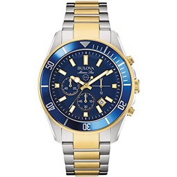 Bulova Mens Marine Star Chronograph Quartz Watch, Luminous Markers, Rotating Dial, 100M Water Resistant, 43mm