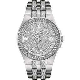 Bulova Mens Crystals Stainless Steel 3-Hand Quartz Watch Style: 96B235