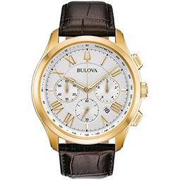 Bulova Mens Classic Wilton 3-Hand 21-Jewel Watch, 60 Hour Power Reserve, Luminous Hands, Open Aperture, Roman Numeral Markers Domed Sapphire Crystal, 43mm