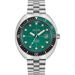 Bulova Mens Oceanographer Stainless Steel 3-Hand Automatic Watch, Green Dial Style: 96B322