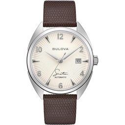 Bulova Mens Frank Sinatra Fly Me to The Moon Brown Leather Strap and Silver-White Dial Watch 39mm 96B347