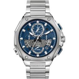Bulova Mens Precisionist Chronograph Blue Dial Stainless Steel Watch 44.5mm 96B349