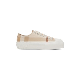 Beige Check Sneakers 231376F128013