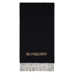 Beige   Black Check Reversible Scarf 231376M150003