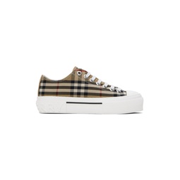 Beige Check Sneakers 232376F128005