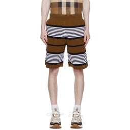 Brown Striped Shorts 231376M193013