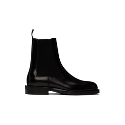 Black Leather Tux High Chelsea Boots 241376M223013