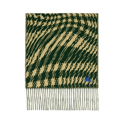 Green   Yellow Warped Houndstooth Scarf 241376F028037