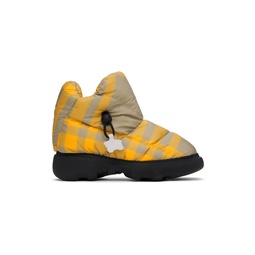 Yellow Check Pillow Boots 232376F113007