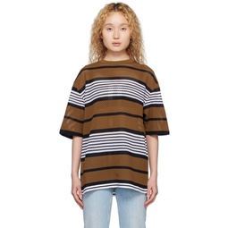Brown Stripe Oversized T Shirt 231376F110023