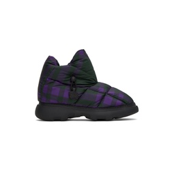 Black   Purple Check Pillow Boots 232376M223007