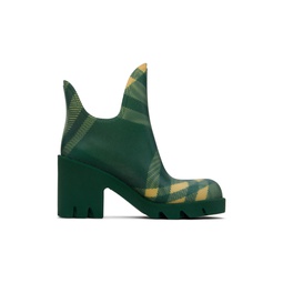 Green Check Rubber Marsh Heel Boots 241376F113000