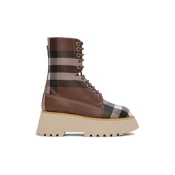 Brown Check Ankle Boots 222376F113003