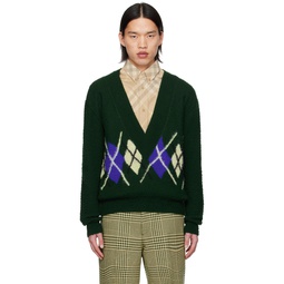 Green Argyle Sweater 241376M206000