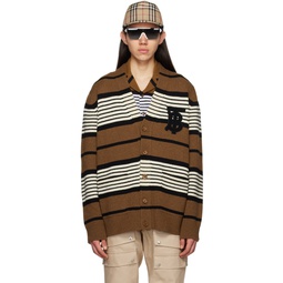 Brown Striped Cardigan 231376M200004