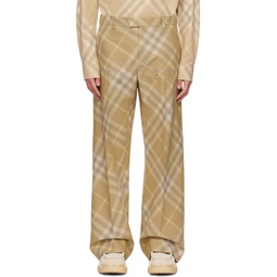 Beige Check Trousers 241376M191002