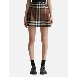 Check Wool Pleated Skirt