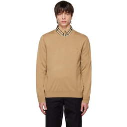 Tan Embroidered Sweater 231376M201001