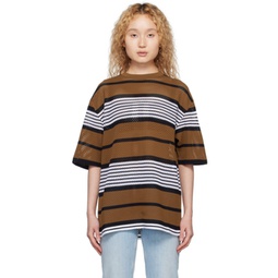 Brown Stripe Oversized T-Shirt 231376F110023