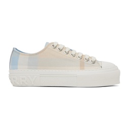 Blue & Off-White Check Sneakers 231376F128012