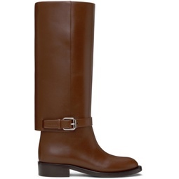 Brown Ankle Strap Boots 232376F114002