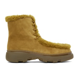 Yellow Shearling Creeper Boots 232376M255001