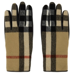 Tan & Black Vintage Check Gloves 222376F012002