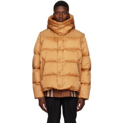 Tan Quilted Down Jacket 222376M178022