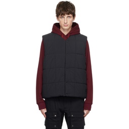 Black Quilted Puffer Vest 232376M178005