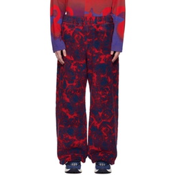 Red & Blue Rose Trousers 232376M191011