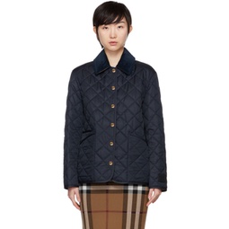 Navy Diamond Quilted Jacket 222376F061009
