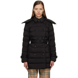 Black Quilted Puffer Down Coat 231376F061007