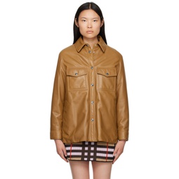 Brown Plonge Leather Jacket 232376F064000