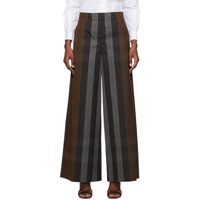 Brown Check Trousers 231376F087009