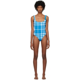 Blue Check One-Piece Swimsuit 231376F103001