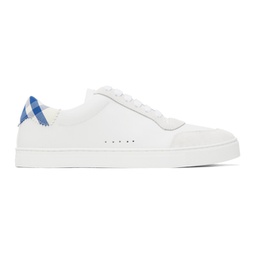 White & Blue Checked Sneakers 232376M237025