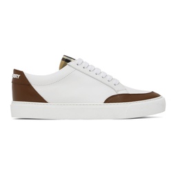 White & Brown Check Sneakers 232376F128011