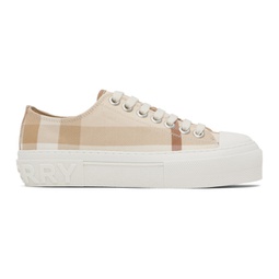 Beige Check Sneakers 231376F128013