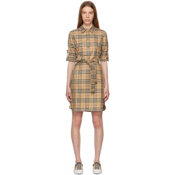 Beige Vintage Check Minidress 232376F052008