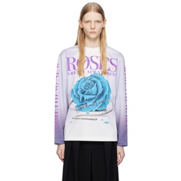 White & Purple Rose Sweatshirt 232376F098001