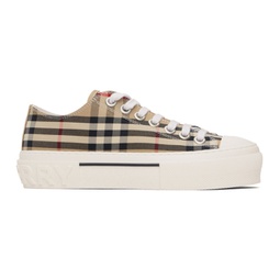 Beige Check Sneakers 241376F128000
