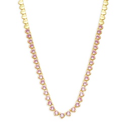 14K Goldplated Sterling Silver & Cubic Zirconia Heart Tennis Necklace