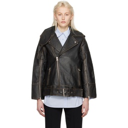 Black Beatrisse Leather Jacket 241295F064000