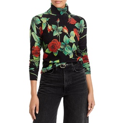 Rose Print Turtleneck Cashmere Sweater - 100% Exclusive