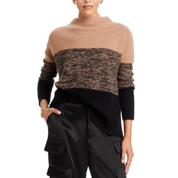 Color Block Mock Neck Brushed Cashmere Sweater - 100% Exclusive