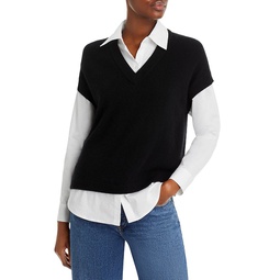 Collared Layered Look Cashmere Sweater - 100% Exclusive