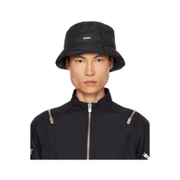 Black Quilted Down Bucket Hat 232299M140002