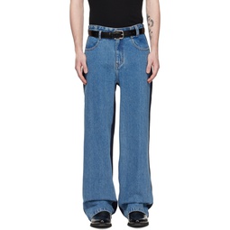 Blue Paneled Jeans 231511M186000